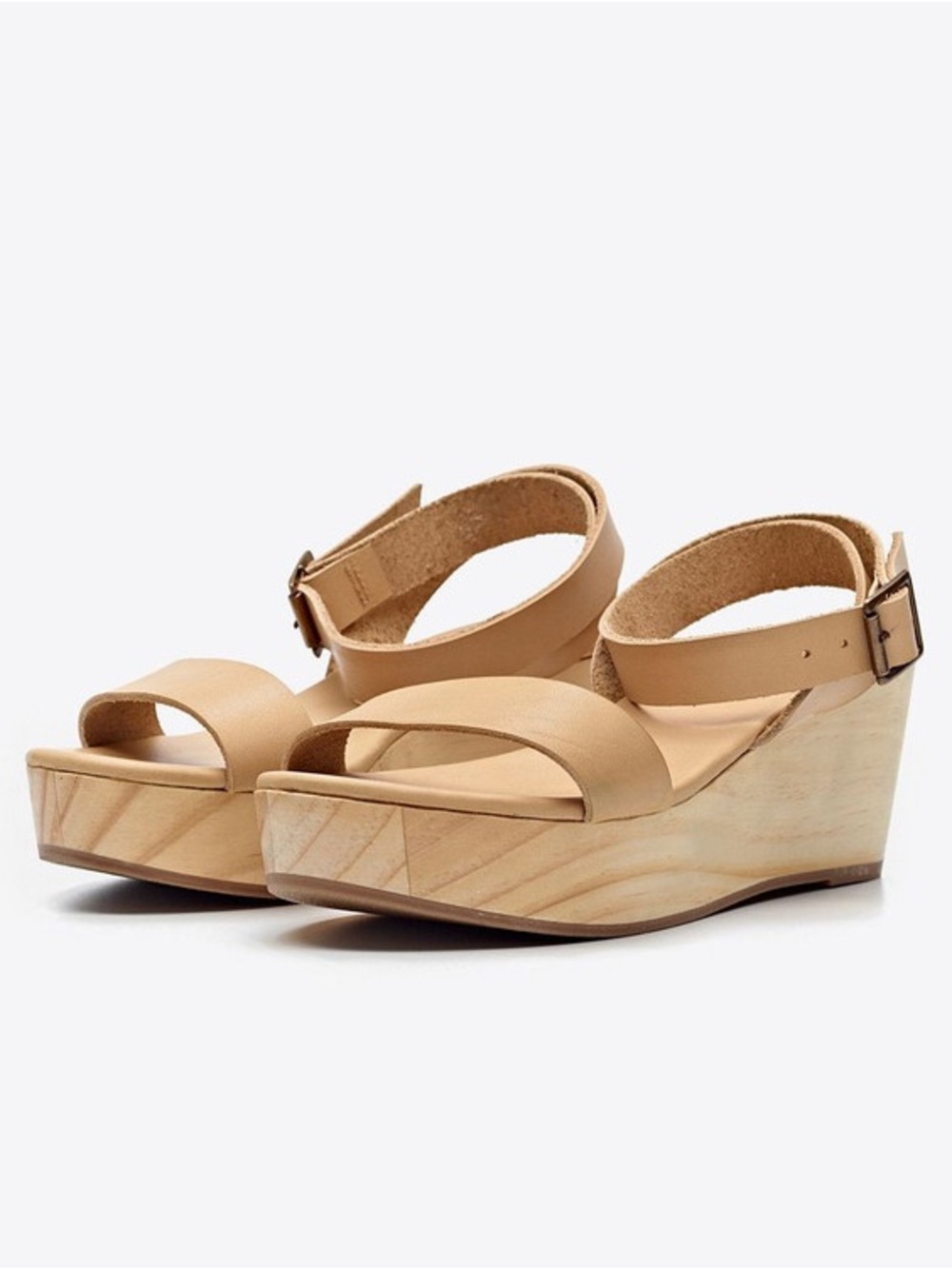 Anthropologie Nisolo Sarita Wood Sandal Size 7.5 EUC Beige